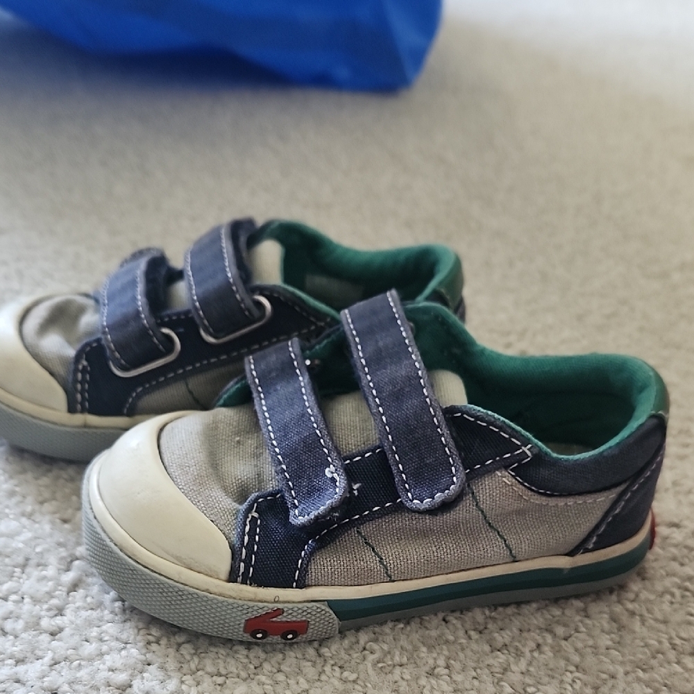 Kids' Green and Gray Velcro Sneakers